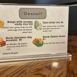 Dessert menu