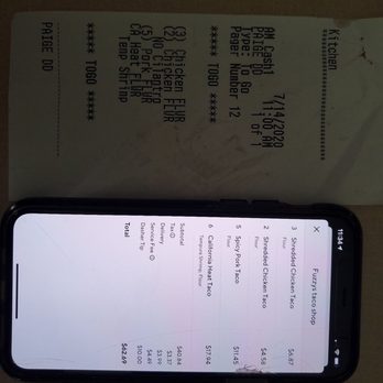 Fuzzy's Taco Shop - a receipt and a cell phone - Mexican Near Me - Nacogdoches, Texas Fuzzy's Taco Shop - a receipt and a cell phone - Mexican Near Me - Nacogdoches, Texas