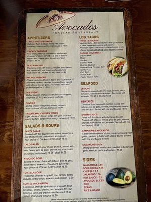 Menu photo 1 Avocados Mexican Restaurant Stoughton, MA Menu photo 1 Avocados Mexican Restaurant Stoughton, MA