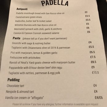 Padella - Menu - Italian Near Me - London, XGL Padella - Menu - Italian Near Me - London, XGL