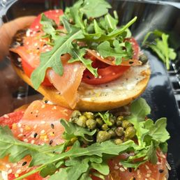 Fancy shmancy bagel with lox