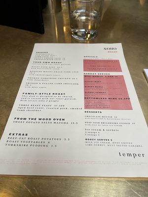 Menu photo 1 temper Soho London, XGL Menu photo 1 temper Soho London, XGL