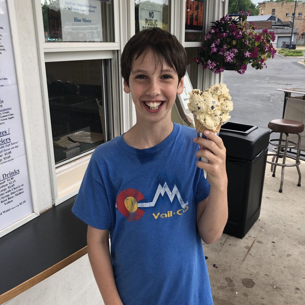 Twisters Ice Cream - Supposedly that is a single scoop! He couldn't even finish more than half but boy he enjoyed the half he did finish - Ice Cream & Frozen Yogurt Near Me - Montague, Michigan Twisters Ice Cream - Supposedly that is a single scoop! He couldn't even finish more than half but boy he enjoyed the half he did finish - Ice Cream & Frozen Yogurt Near Me - Montague, Michigan