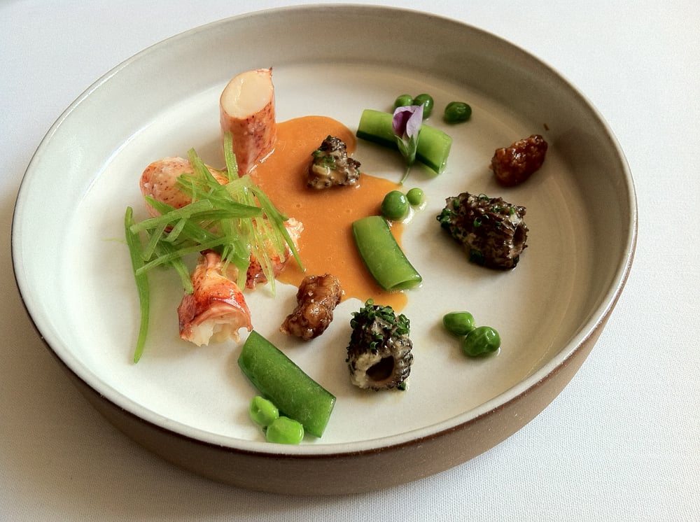 Photo of Eleven Madison Park - New York, NY, United States. 8th Course-Lobster (Poached with Snap Peas, Morels and Sweetbreads)