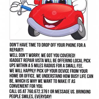Igadget Repair - Local pick up service available! - Electronics Repair Near Me - Vista, California Igadget Repair - Local pick up service available! - Electronics Repair Near Me - Vista, California