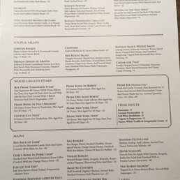 Dinner menu Dinner menu