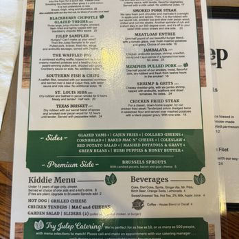 Julep Kitchen & Bar - Menu June 2024 - Barbeque Near Me - Annapolis, Maryland