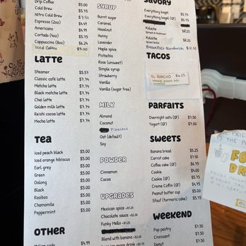 Dear Diary Coffee - Menu as of 12/2025 - Coffee & Tea Near Me - Austin, Texas