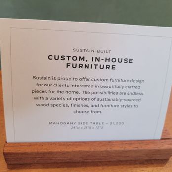 Sustain Home - a sign for custom built furniture - Interior Design Near Me - Hood River, Oregon