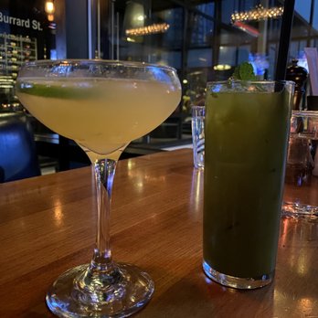 JOEY Burrard - Mango daquiri (left), matcha mojito (right) - Canadian (New) Near Me - Vancouver, British Columbia