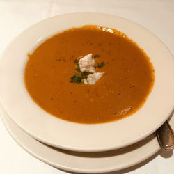 Bob's Steak & Chop House - Amelia Island - Lobster Bisque - tasted like a bowl of thick, tomato paste gravy. Chilled lobster pieces on top.