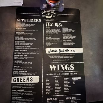 Island Bar & Grill Surfside - Menu - New American Near Me - Myrtle Beach, South Carolina