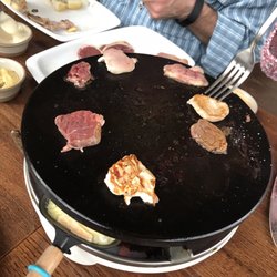 Yann's at Glenearn House - Here is the pierrade with some beef, chicken and fuck cooking. The meats were so fresh!