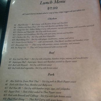 Thai Kitchen - Lunch Menu - Thai Near Me - Austin, Texas