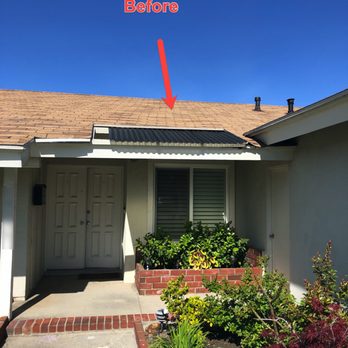 Parkside Roofing - Front Porch with old skylight and water damage - Roofing Near Me - Fullerton, California