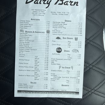 Dairy Barn - Menu - Burgers Near Me - Sulphur, Louisiana Dairy Barn - Menu - Burgers Near Me - Sulphur, Louisiana