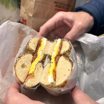 Bruegger's Bagels - Egg, Cheese & Bacon with no cheese - Bagels Near Me - Carlsbad, California