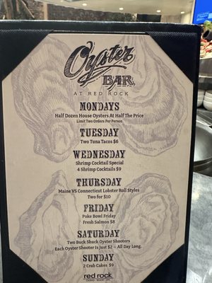 Menu photo 6 Oyster Bar Las Vegas, NV