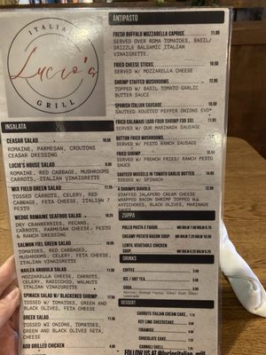 Menu photo 2 Lucio's Houston, TX