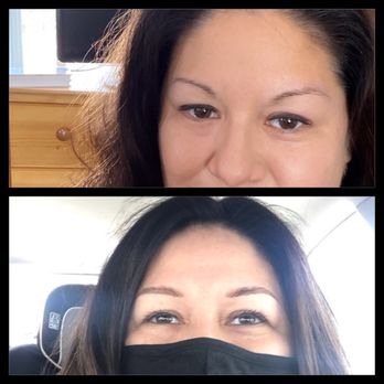Powder Brows by Claudia - Before (my super thin eyebrows) and me after my first session with Claudia. - Permanent Makeup Near Me - Pacifica, California Powder Brows by Claudia - Before (my super thin eyebrows) and me after my first session with Claudia. - Permanent Makeup Near Me - Pacifica, California