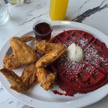 Kuzzos Chicken & Waffles - Red Velvet Waffle and fried chicken - Southern Near Me - Detroit, Michigan Kuzzos Chicken & Waffles - Red Velvet Waffle and fried chicken - Southern Near Me - Detroit, Michigan