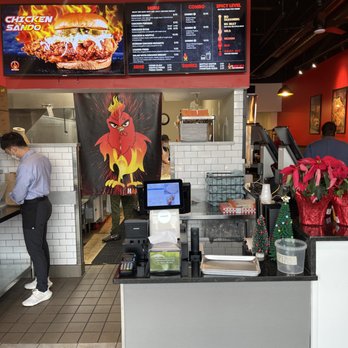 Hangry Joe's Hot Chicken - Ordering area and can use a computer to order as well - Chicken Shop Near Me - Fairfax, Virginia