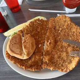 Breaded pork tenderloin (I asked for no fries) Breaded pork tenderloin (I asked for no fries)