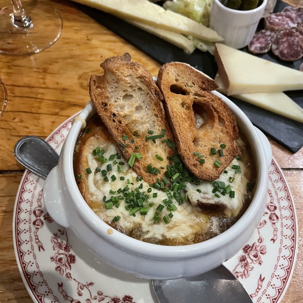Charcuterie and onion soup Charcuterie and onion soup