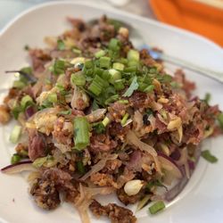 Boonnoon Market - Yum nem kao tod (Thai and Lao salad w crispy curried rice)