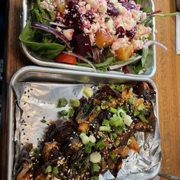 Beet salad and kimchi Brussels sprouts Beet salad and kimchi Brussels sprouts