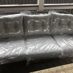 Trying out on my couch for fitting. (It's winter, so keeping the plastic on while storing them.)