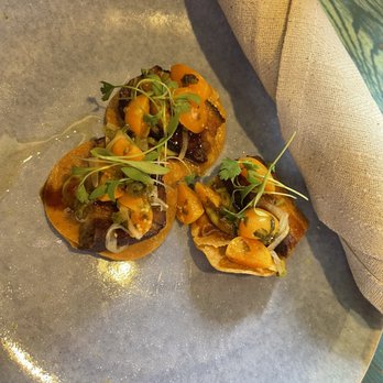 Tavern - $17.00 Pork Belly Tostadas (three tortilla chips and meat?). - New American Near Me - Coronado, California Tavern - $17.00 Pork Belly Tostadas (three tortilla chips and meat?). - New American Near Me - Coronado, California