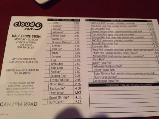 Menu photo 5 Cloud 9 Sushi Cincinnati, OH Menu photo 5 Cloud 9 Sushi Cincinnati, OH