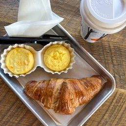 Egg bites, Croissant, and Cappuccino
