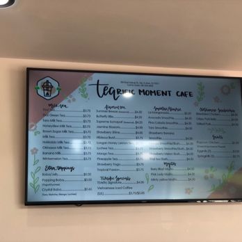 Tearific Moment Cafe - Full regular menu behind bar - Bubble Tea Near Me - Alvin, Texas