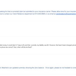 Westmed Medical Group - New Rochelle - This is the email Westmed sent me BEFORE giving me a massive, fraudulent bill for the 3rd time.