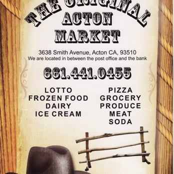 The Original Acton Market - This is the Take out menu cover from the Market. - Grocery Near Me - Acton, California The Original Acton Market - This is the Take out menu cover from the Market. - Grocery Near Me - Acton, California