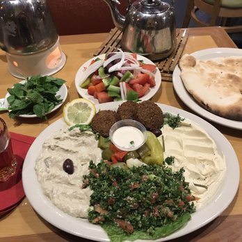 Wasfi's Grill and Hookah - Falafel plate and mixed salad. - Hookah Bars Near Me - Houston, Texas