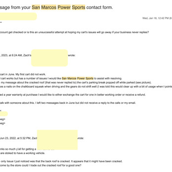 San Marcos Powersports - A few of the unanswered emails. Lots more of these sitting in my outbox. - Motorsport Vehicle Dealers Near Me - San Marcos, Texas