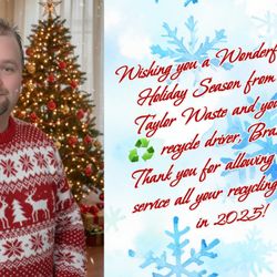 Taylor Waste - The Christmas card Brandon left on our recycling bins.