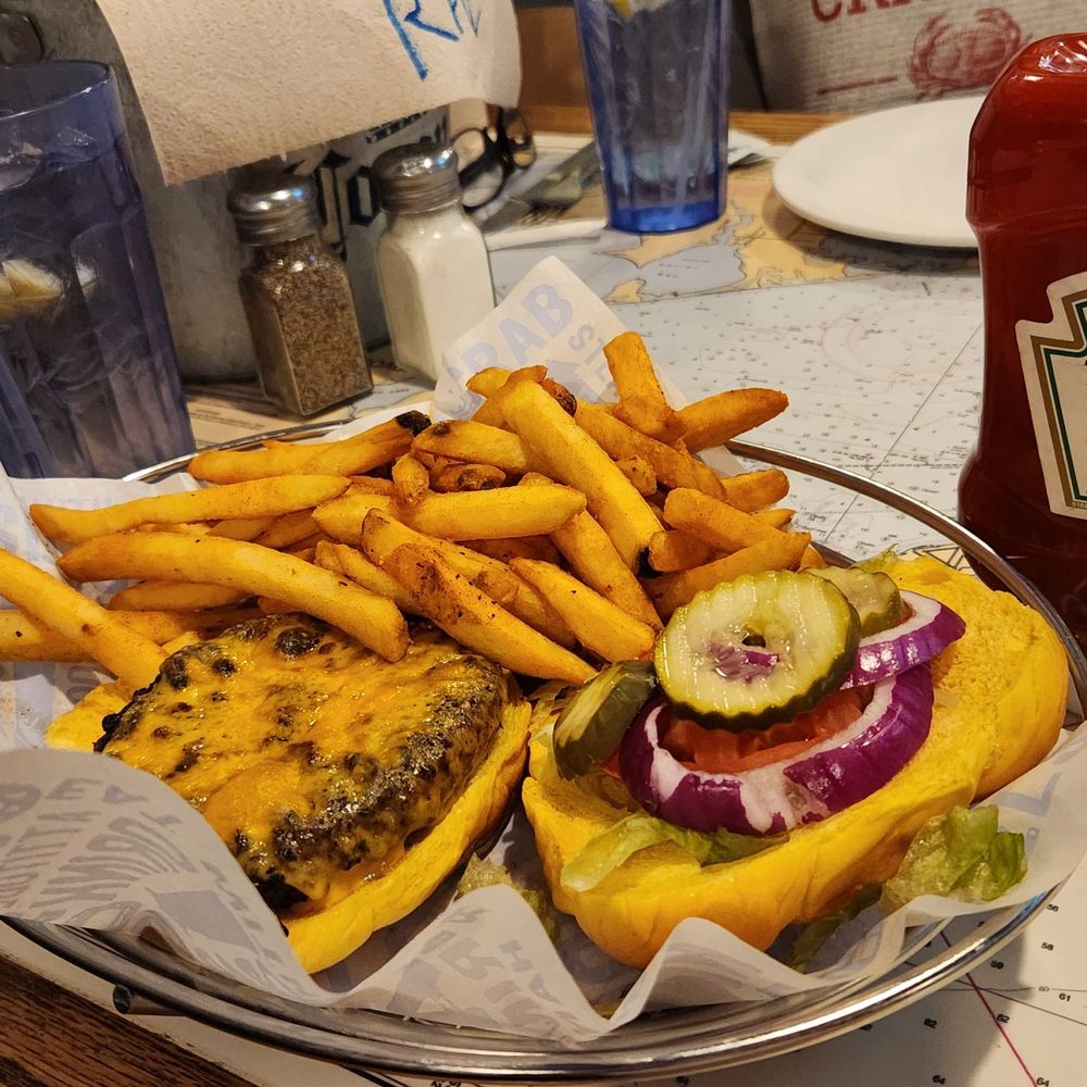 Joe's Crab Shack - Hamburger and lots of fries - Seafood Near Me - San Antonio, Texas Joe's Crab Shack - Hamburger and lots of fries - Seafood Near Me - San Antonio, Texas