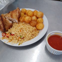 Rui's  BBQ - 1/4 Grilled Chicken with 2 sides and sweet sauce - $9, leftovers!