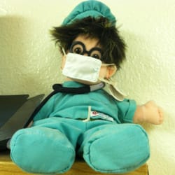 Andrew J Heller, DPM - This doll in one of the examination rooms is not quite a self-portrait of Dr. Heller, but then, maybe it's not too far off :)