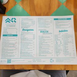Azul Quedito - Menu