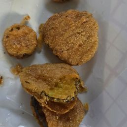 Overcooked fried pickles. Overcooked fried pickles.