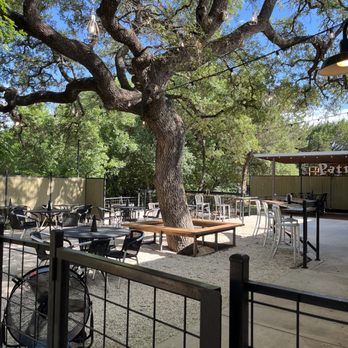 Patrizi's - 7-22 Outside patio and beautiful tree - Italian Near Me - Austin, Texas