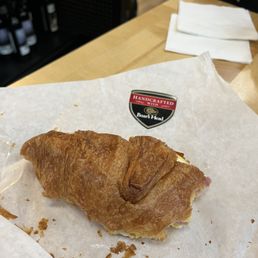 Deluxe Breakfast Sandwich on a huge croissant. I ate half the croissant before I realized I hadn't taken a pix of it first. Deluxe Breakfast Sandwich on a huge croissant. I ate half the croissant before I realized I hadn't taken a pix of it first.
