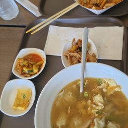 Pork dumpling soup.