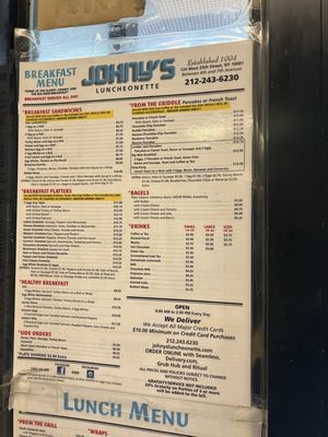 Menu photo 1 Johny's Luncheonette New York, NY Menu photo 1 Johny's Luncheonette New York, NY