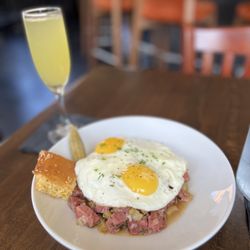 Lula and Sadie’s - Corned beef hash and mimosa